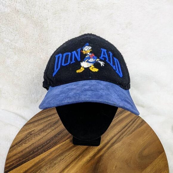 Vintage 90’s Disney Rare Donald Duck Snapback Color Block Cap Hat Wool leather - Picture 1 of 7